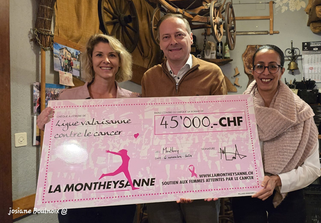 La Montheysanne a remis un chèque de 45’000 francs à la Ligue Valaisanne contre le cancer