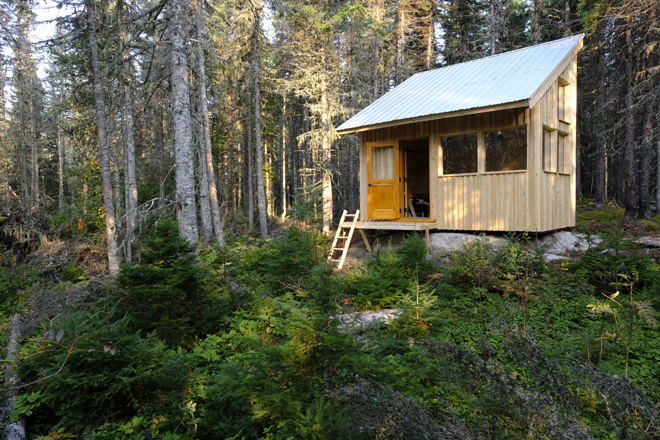 Du bois, encore du bois, toujours du bois. La cabane de Michel Goy au Québec